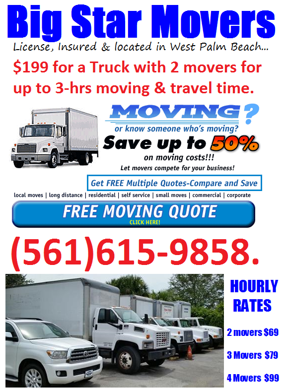 $69 Movers VALUABLE MOVING COMPANY#*****5 Star Movers*****”Try This! Call 615-9889, (Palm Beach, Coral Springs Moving Services)